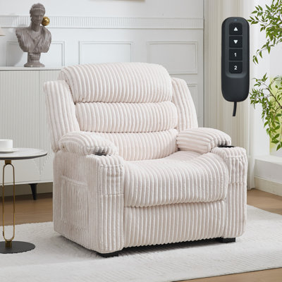 Fauteuil inclinable électrique surdimensionné de 66 cm (26 pouces) avec télécommande et mémoire de position, canapé Lazy Boy en velours côtelé