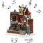12 "H Animated Village Commerces (Arbre en mouvement et personnes) - DEL, 8 musique, adaptateur - Résine peinte à la main