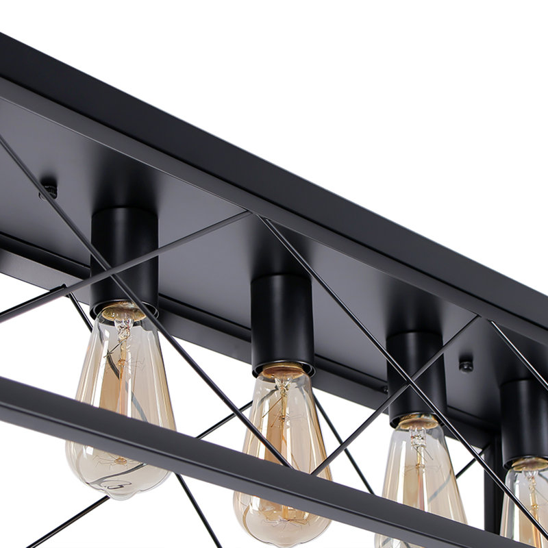 Plafonnier rectangulaire encastré en métal, Noir mat, 5 lumières, 8,7 po H x 31,5 po L x 10,2 po P