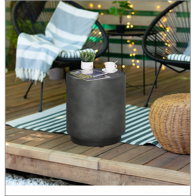 Lightweight Accent Table with Terrazzo Finish , Cream White by Ebern Designs