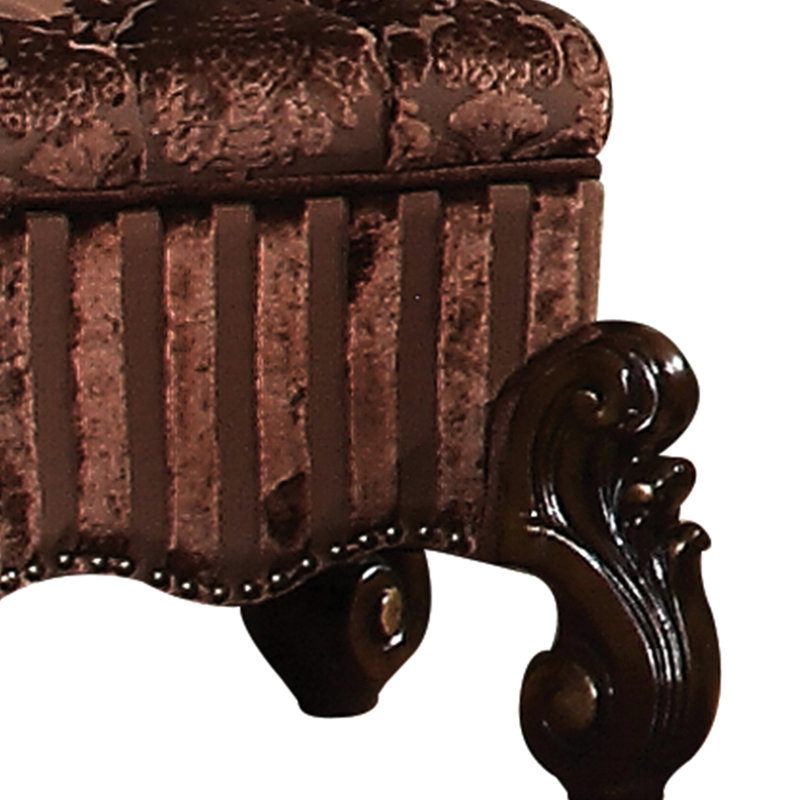 Tabouret de coiffeuse cerisier en chêne avec assise et revêtement brun doux