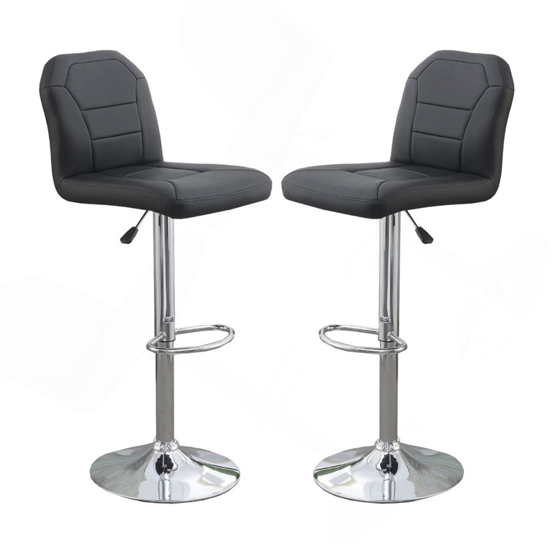 Tabouret de bar en similicuir, Noir, 2