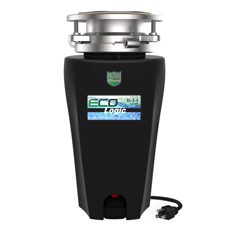 Eco Logic Compact 1/2 HP Quiet Garbage Disposal with Cord and Fast Swap Mount