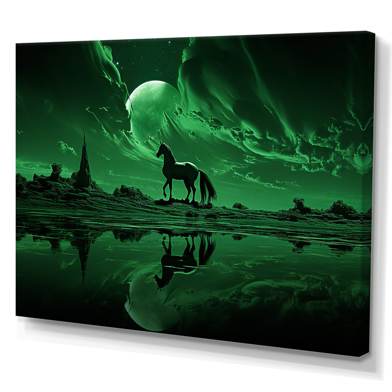 Emerald Enigma Mystical Horse sur toile, Toile tendue, H 12 po x l 20 po