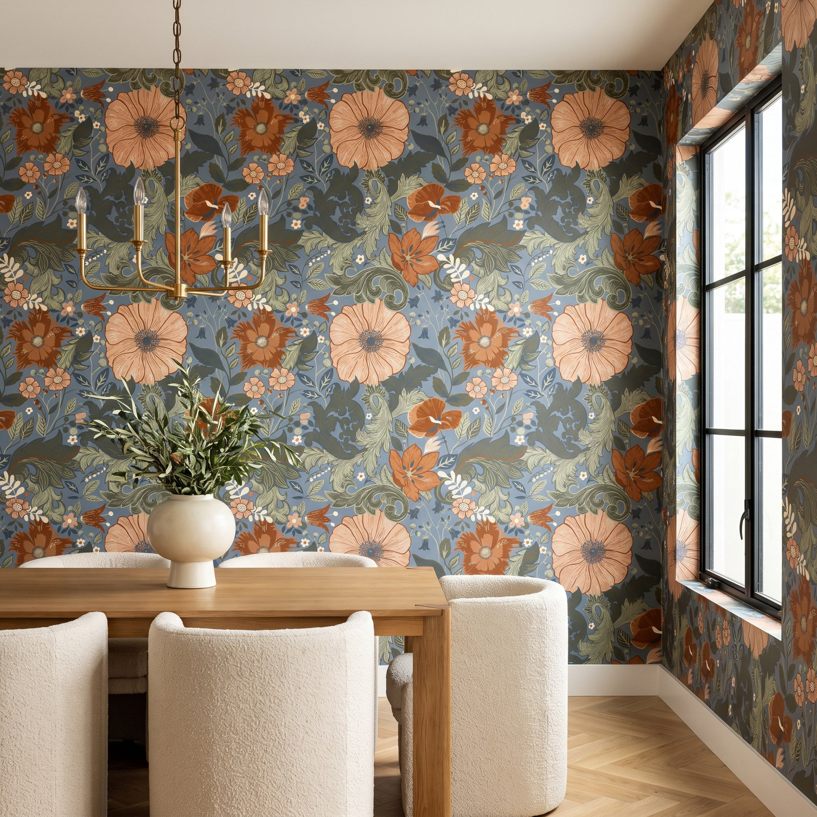 Adamo Floral Wallpaper, Blue