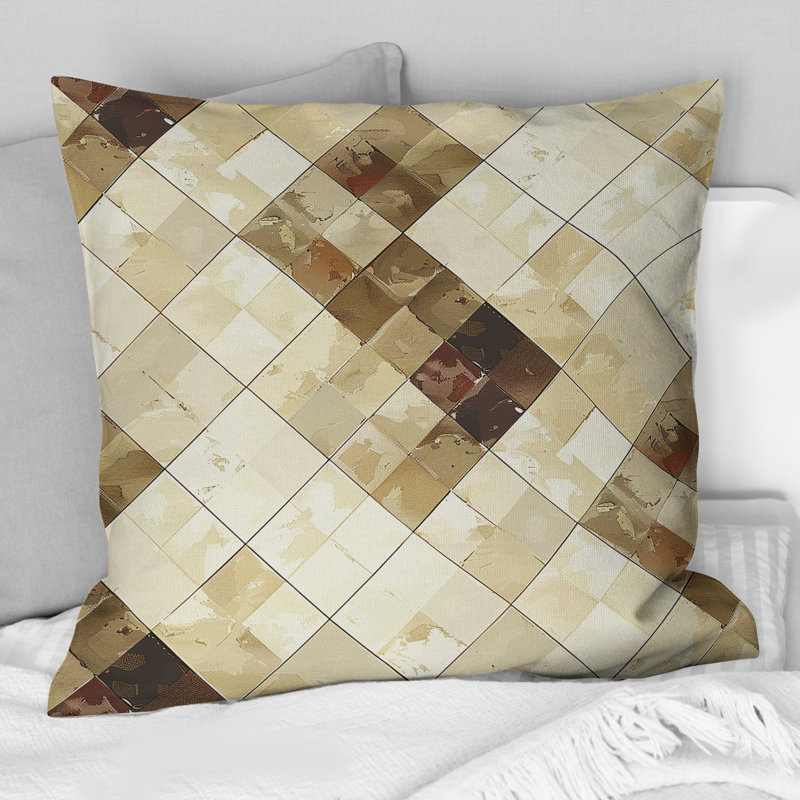 Coussin Beige crème Argyle Harmony I - transitionnel, H 18 po x l 18 po