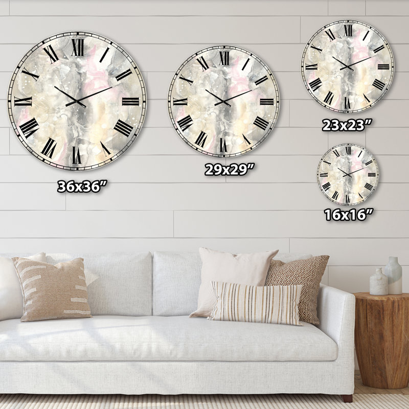 Modern Farmhouse Large Wall Clock - Watercolor Snowflakes II, Small