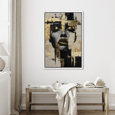 «Elegance Abstract Gold Portrait of Glam», reproduction d'art sur toile encadrée