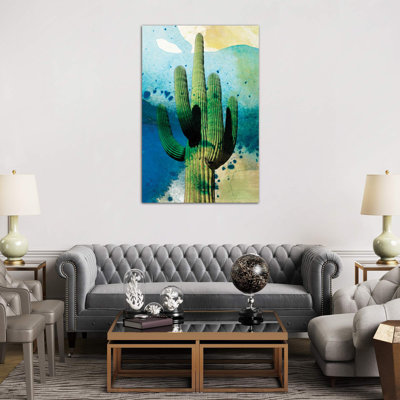 Cactus Abstract 1 Piece Wrapped Canvas Painting