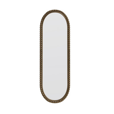 Iron Art Oval Retro Mirror, Antique Effect,Wall Hanging,Suitable For Living Room,Bedroom, Entrance (Gold)