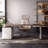 Nut-brown+Griege L-Shaped Manufactured Wood+Stainless Steel with 3 drawers desk-109598436-109598434