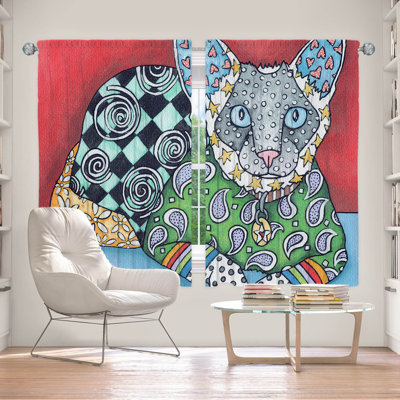 Ensemble de 2 rideaux doublÃ©s pour fenÃªtre de 203 cm x 155 cm par Marley Ungaro - Chat siamois
