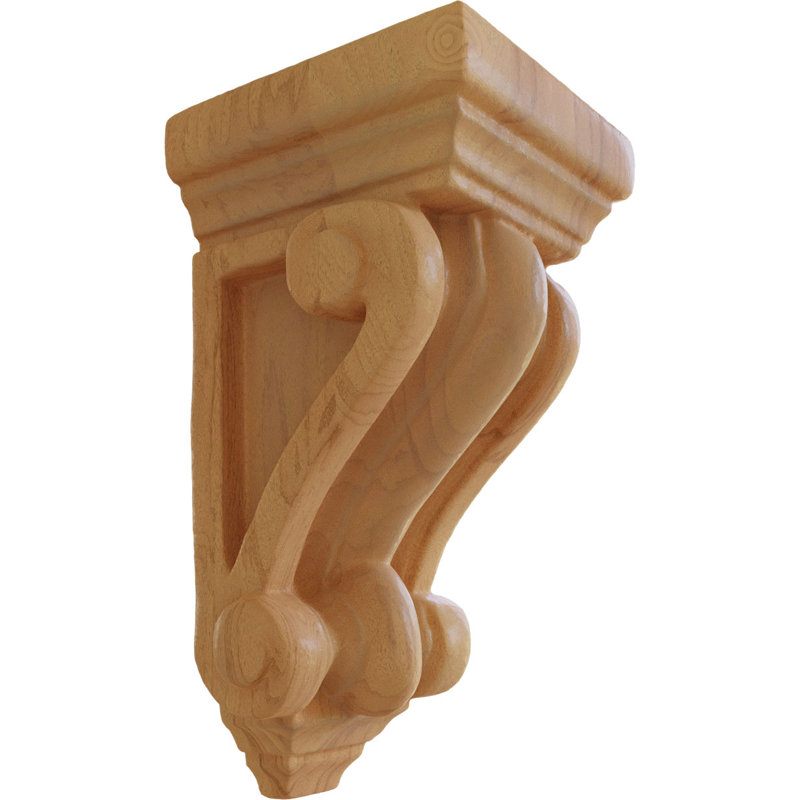 Support en bois / corbeau, H 4,25 po x l 2,25 po x P 2,25 po, Chêne rouge
