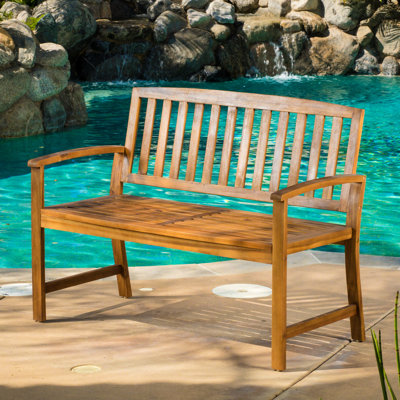 Banc en bois pour le plaisir en plein air, l 48,50 po x P 24,96 po, H 35,24 po, résistance de poids de 250 lb avec finition, ajoute de la chaleur au patio, capacité de poids