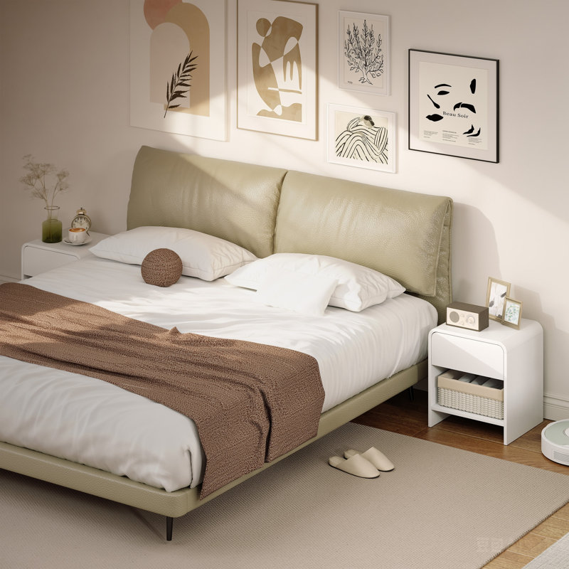 Table de chevet, ensemble de 2, table de chevet avec coins arrondis, blanc