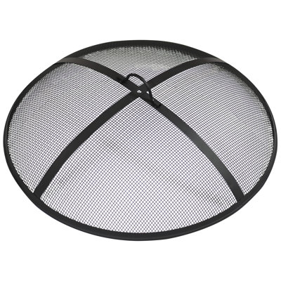 Heavy-Duty Round Steel Mesh Fire Pit Spark Screen with Handle - 24"