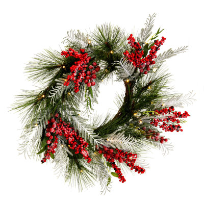 Faux Lighted Pine 24'' Wreath