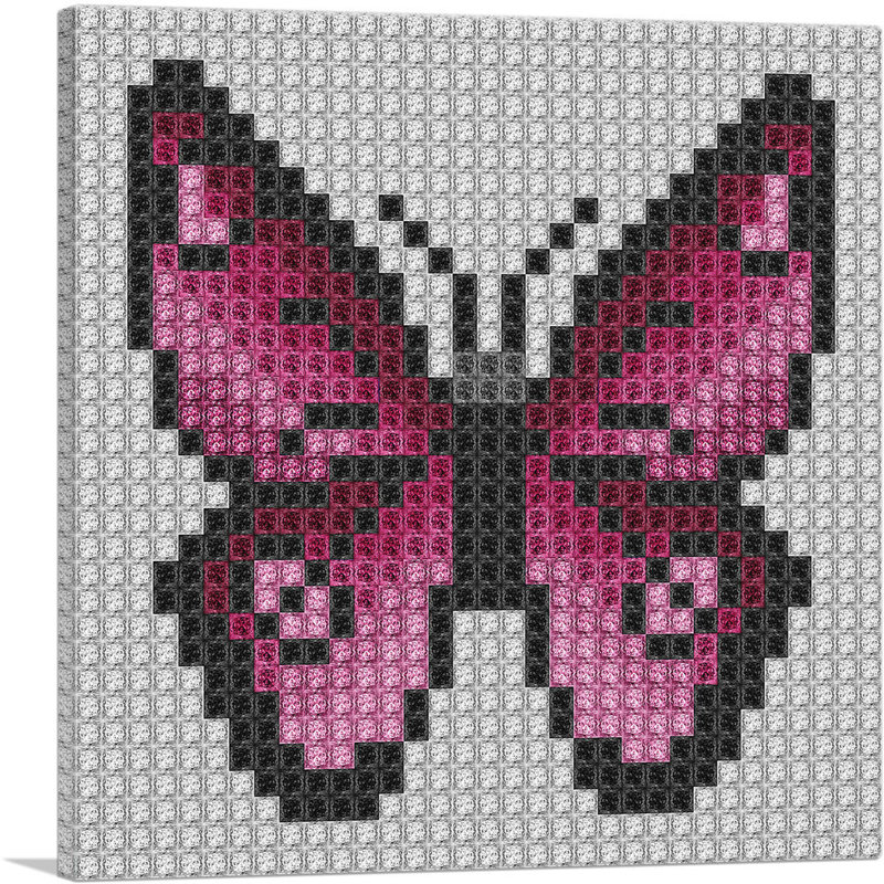 «Pink Butterfly Wings Jewel Pixel», impression sur toile tendue, H 12 po x l 12 po x P 0,75 po