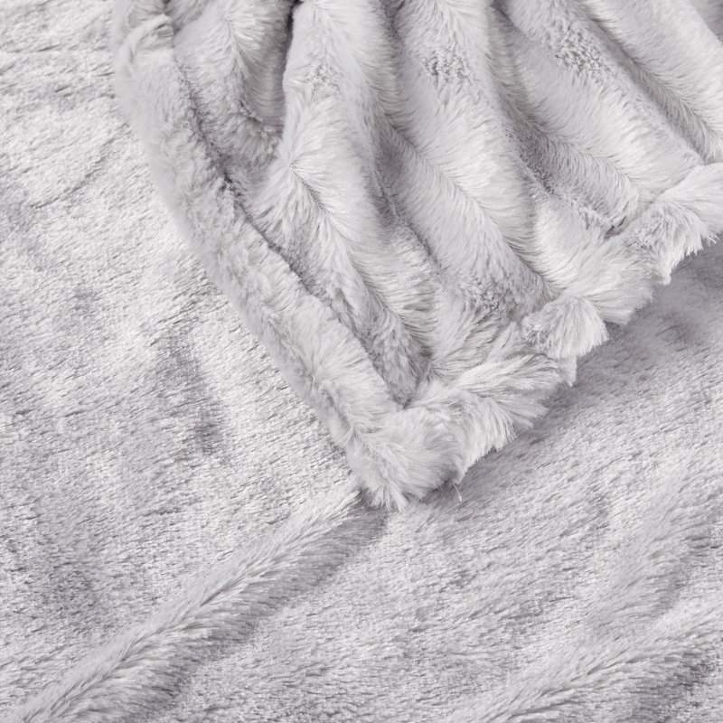 Heated Duke Faux Fur Throw, Gray