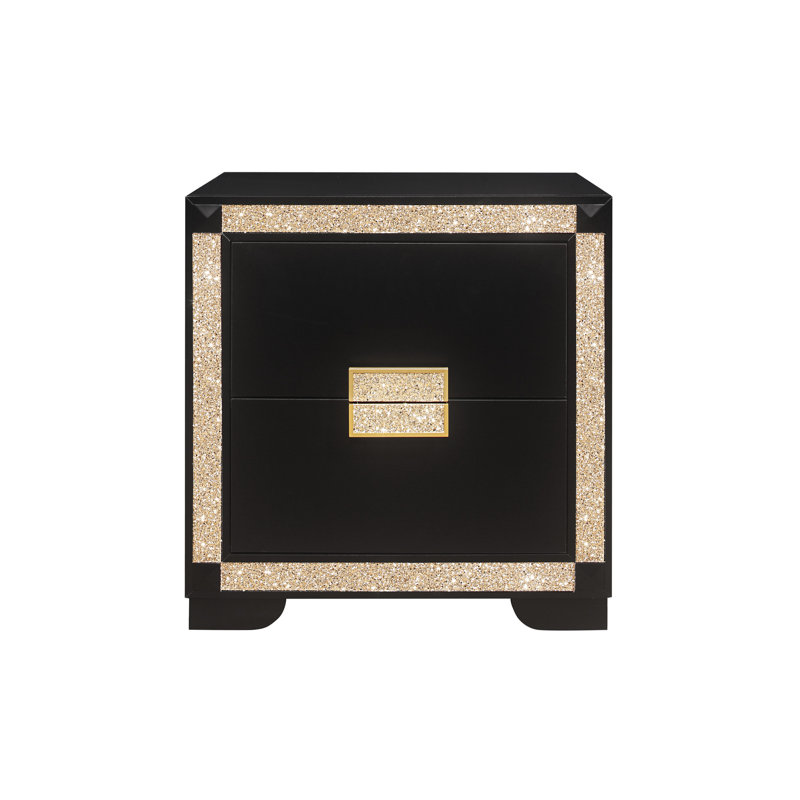 Livré noir / or table de chevet (comprend seulement la table de chevet)