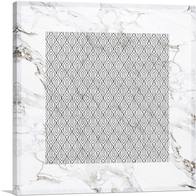 " Geometric Diamond Design On White ", 12" H x 12" W x 0.75" D