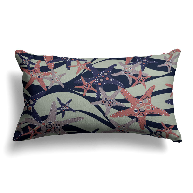 Starfish Sway  Rectangular Throw Pillow, Green/Blue