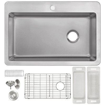 Évier de cuisine en acier inoxydable avec filtre à panier encastré 33 po x l 22 po offset drain