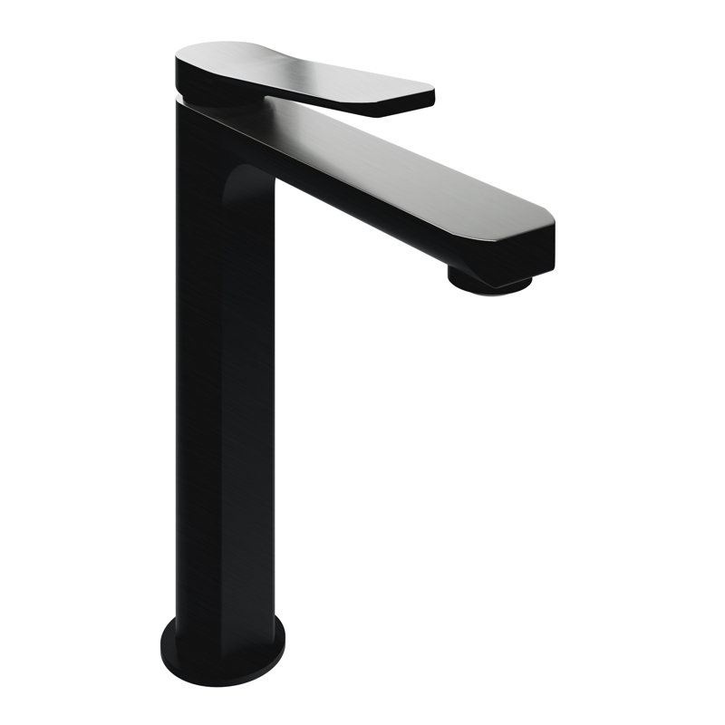 Robinet de salle de bains monotrou avec ensemble de drainage, Noir mat / nickel brossé