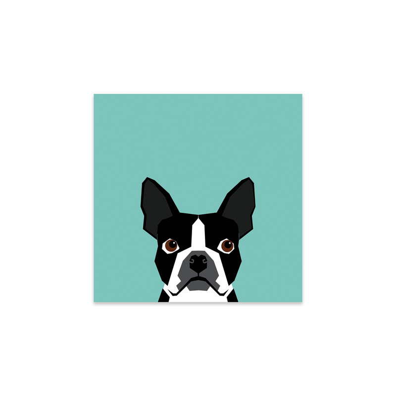 Boston terrier imprimé sur verre acrylique, H 24 po x l 24 po x P 0,25 po