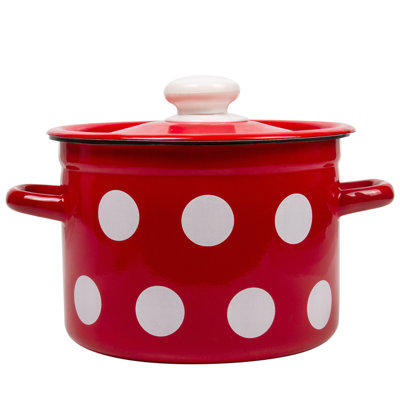 Polka Dot Enamel Soup Pot with Lid