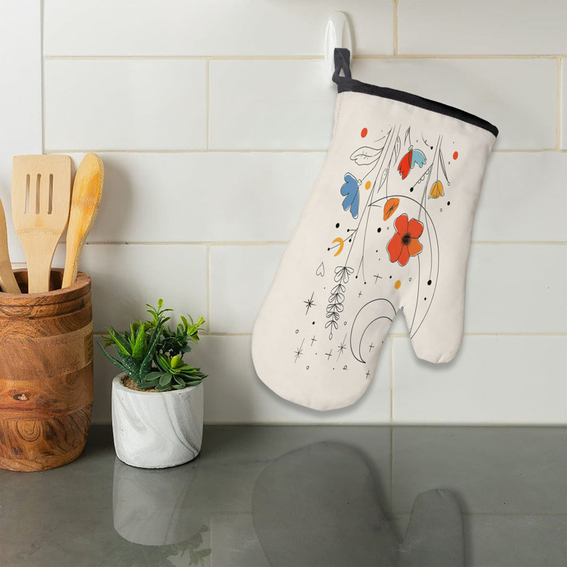 Minimal Bloom Oven Mitt Cotton Twill