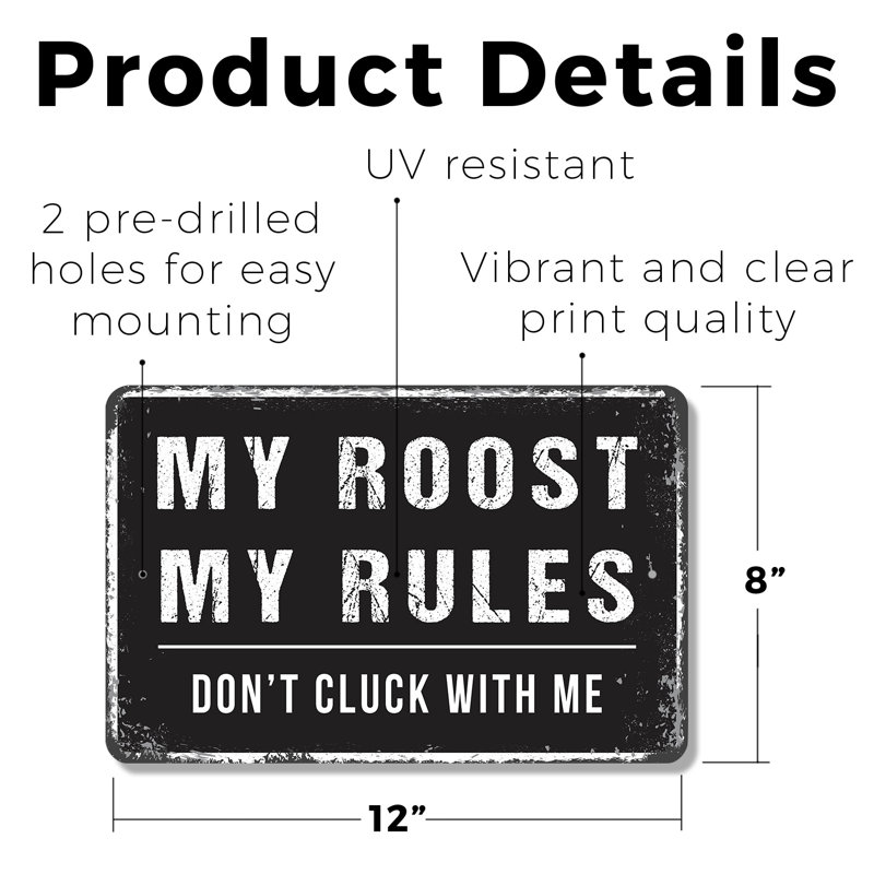 My Roost My Rules (paquet de 2) en plastique 8 po x 12 po