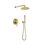 Système de douche, ensemble de robinet de douche mural pour salle de bain avec pomme de douche à pluie haute pression en acier inoxydable 10 po, ensemble de soupape de douche à pression équilibrée 2 voies, or brossé