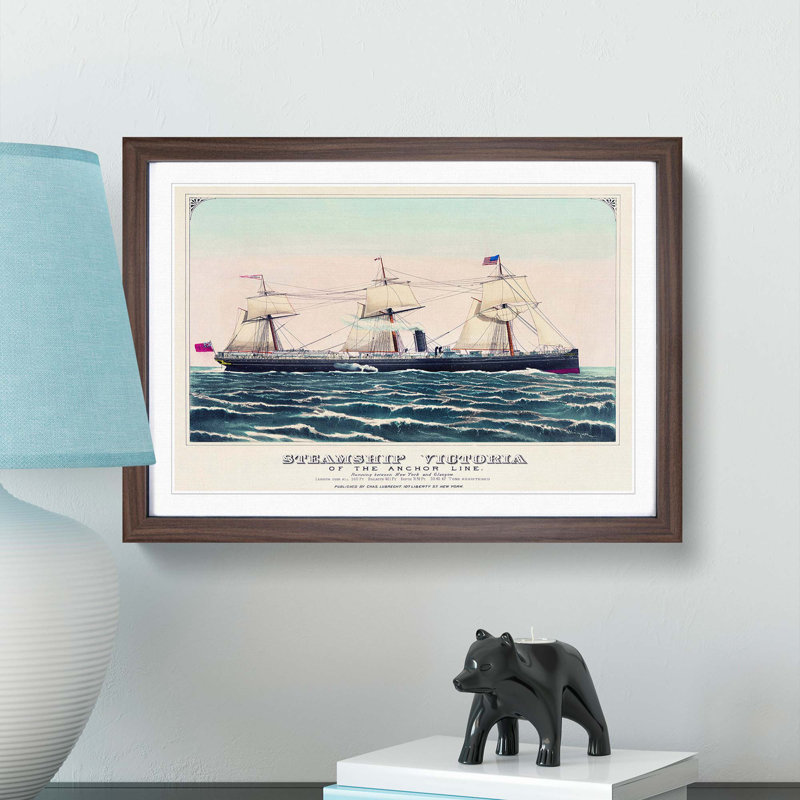 Steamship Victoria of the Anchor Line - Picture Frame Art Print, Walnut Framed, 48cm H x 65cm W x 2cm D