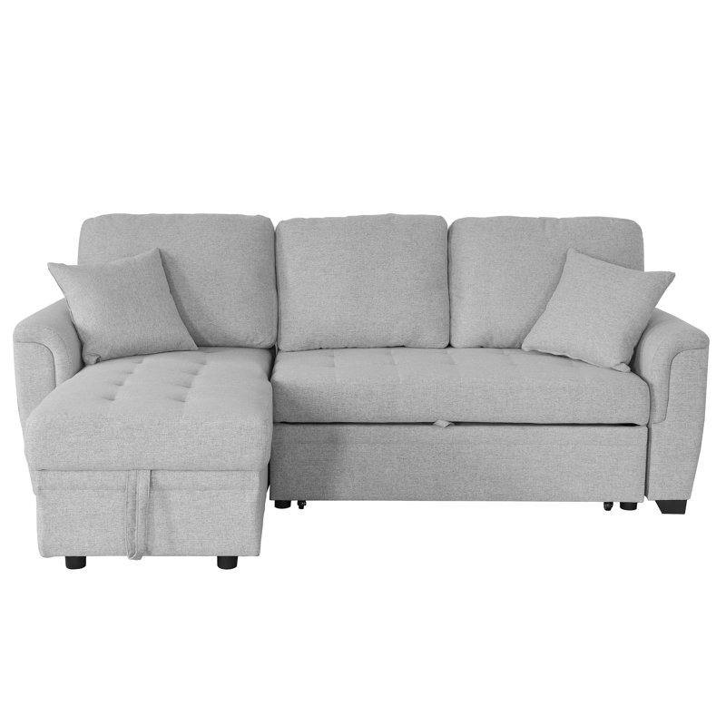 Canapé-lit modulaire de 86 po de large rembourré, 100 % polyester gris clair