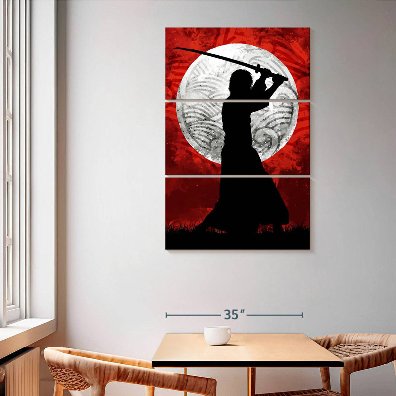 Leisha Samurai Moon Red, 65" H x 42" W