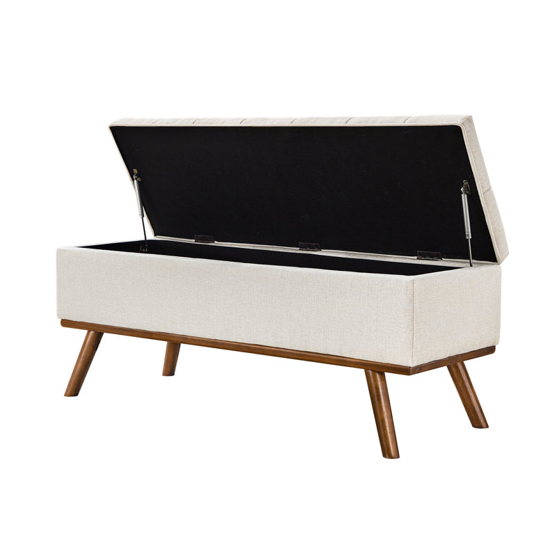Banc de rangement en lin Leaysia, Crème ; lin