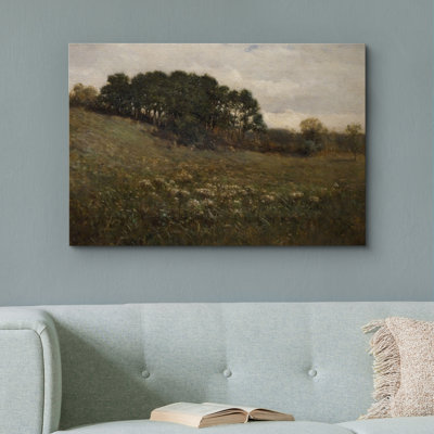 «Wildflower Meadow Hillside», impression sur toile - décor de paysage de campagne classique pour salon de campagne