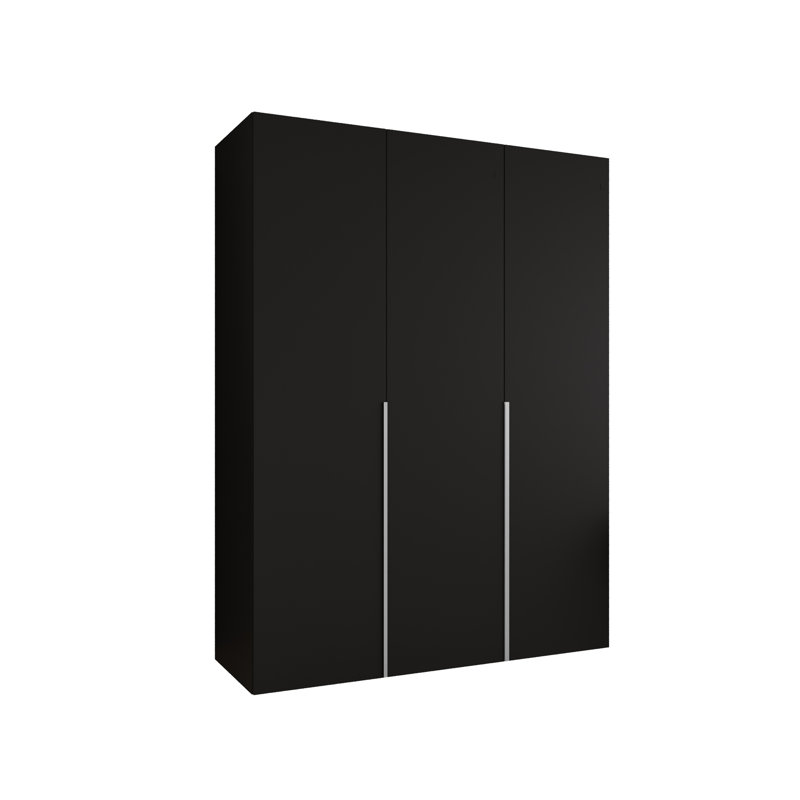 Manufactured Wood Wardrobe, black matt + handles: cashmere