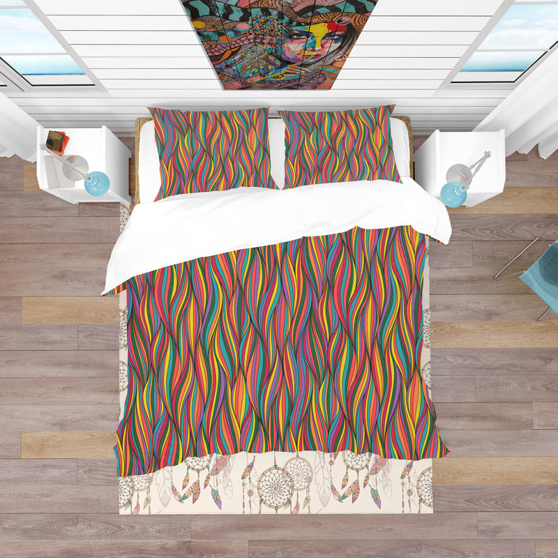 Ensemble de housse de couette bohème et éclectique, Housse de couette très grand + 2 taies décoratives