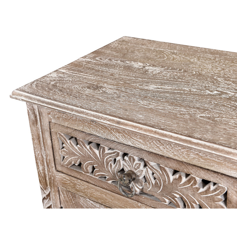 Harleen 22'' W Solid Wood Nightstand, Left, Limestone Beige