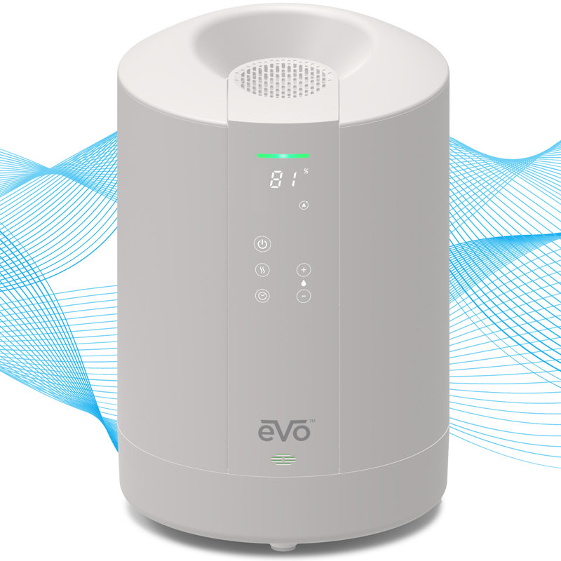Evo White Evaporative Tabletop Humidifier with Digital Monitoring