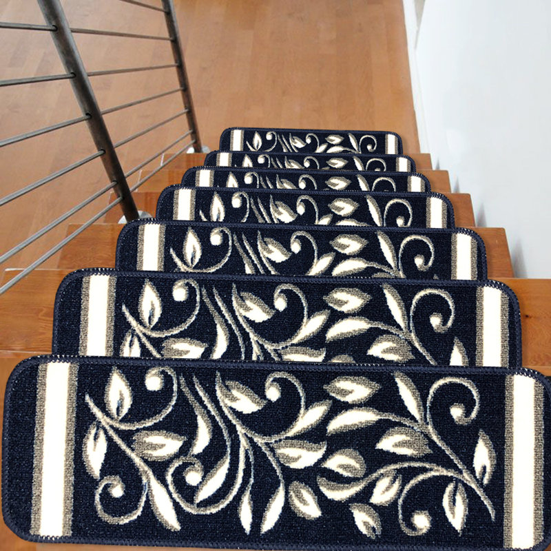 Tapis d'escalier antidérapant Doli, Bleu marine, Ensemble de 8