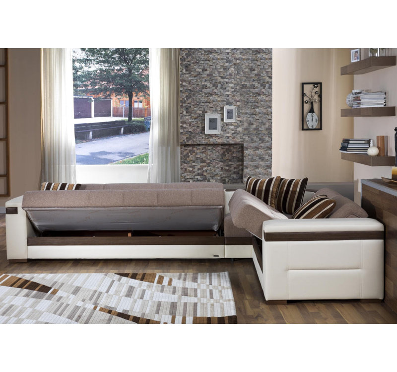 Mosillo Upholstered 124 " Polyester L-Shaped Sectional