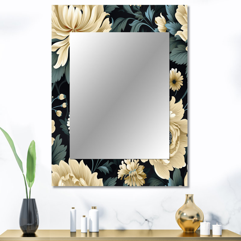 Flower Damask Breeze - Décoration murale miroir damassé, 40 po x 30 po