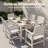 Patio Dining Set for 4 Person All Weather 5 Piece HIPS Outdoor Patio Table and Chairs Set with Umbrella Hole & Aluminum Frame Plastic Outside Furniture for Backyard, Garden, Deck, Poolside,  White-1626311594