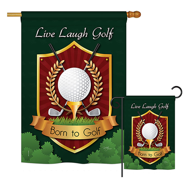Live, rire, golf centres d’intérêt sports, maison verticale en polyester de 2 côtés 40 x 28 po ensemble de drapeau