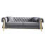 Canapé de salon Chesterfield en velours capitonné, canapé l 84,25 po, gris clair