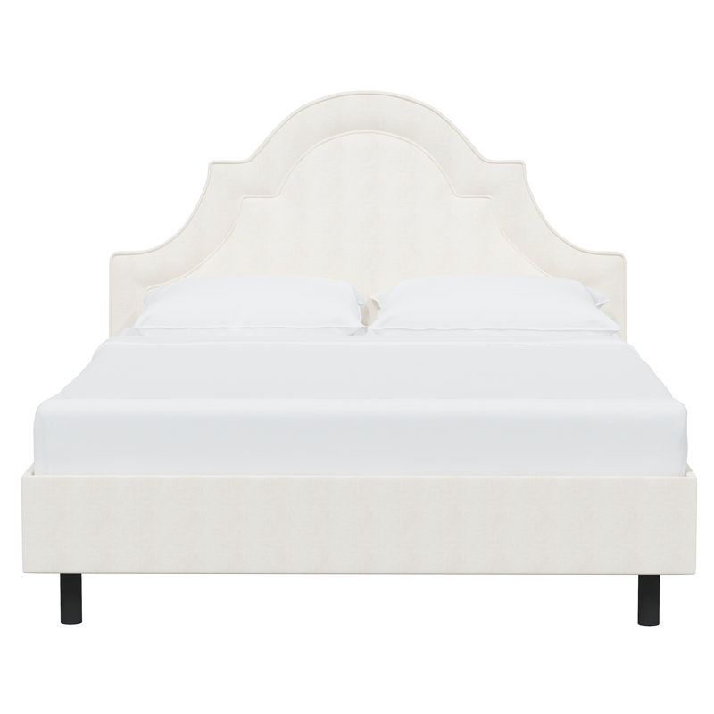 Knipe Upholstered Unfinished Scalloped Bed, Full, Zuma White Textured Linen