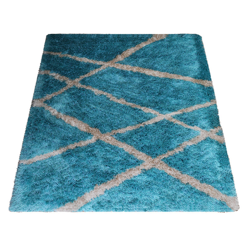 Tapis en polyester à poils longs touffeté à la main Akyrie, Rectangle de 10 pi x 14 pi